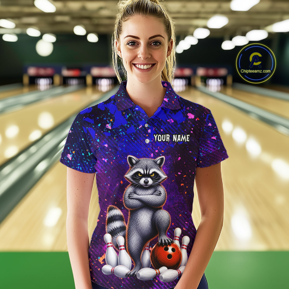 Funny Raccoon Bowling Team Shirts for Women Custom Bowling Gifts for Bowler Polo & 1/4 Zip HNT534