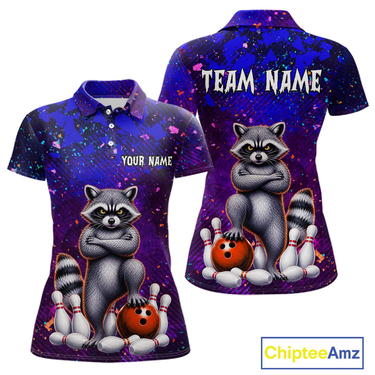 Funny Raccoon Bowling Team Shirts for Women Custom Bowling Gifts for Bowler Polo & 1/4 Zip HNT534