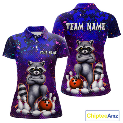 Funny Raccoon Bowling Team Shirts for Women Custom Bowling Gifts for Bowler Polo & 1/4 Zip HNT534