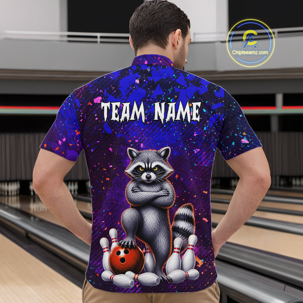 Funny Raccoon Bowling Team Shirts for Men Custom Bowling Gifts for Bowler Polo & 1/4 Zip HNT534
