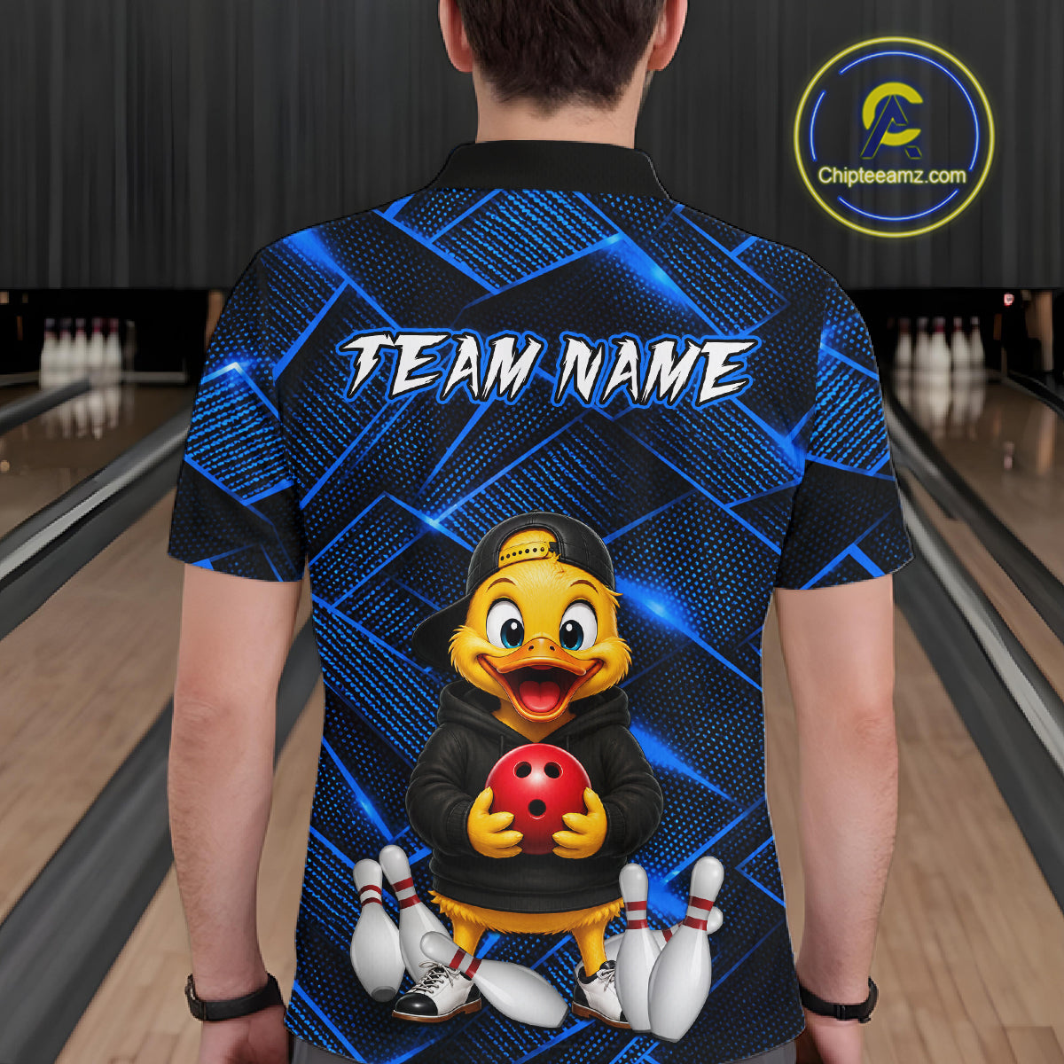 Blue Funny Duck Bowling Team Shirt for Men Custom Bowling Gift Bowler Bowling League HNT532