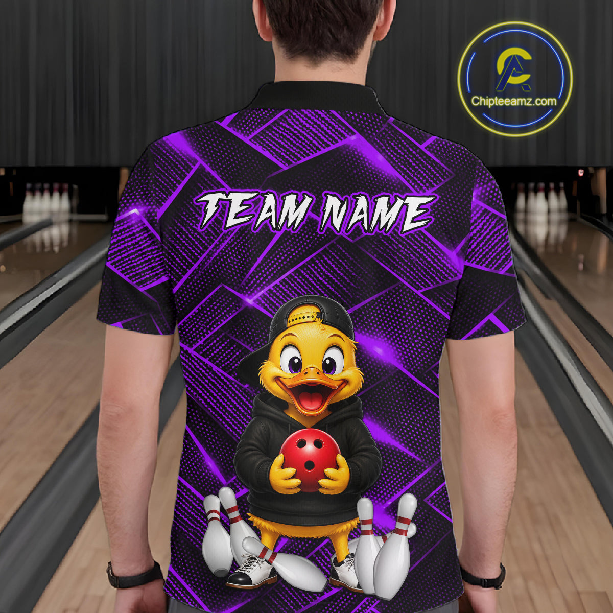 Purple Funny Duck Bowling Team Shirt for Men Custom Bowling Gift Bowler Bowling League HNT532