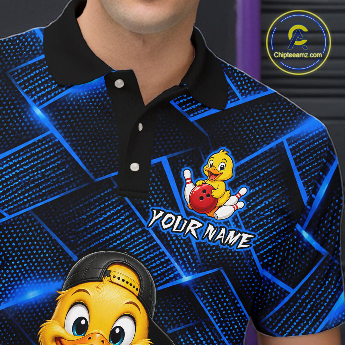 Blue Funny Duck Bowling Team Shirt for Men Custom Bowling Gift Bowler Bowling League HNT532