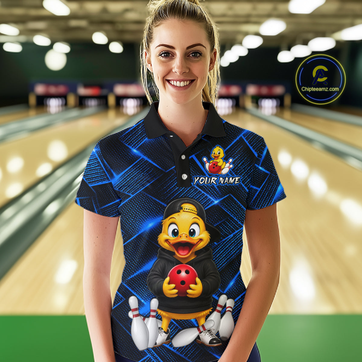 Blue Funny Duck Bowling Team Shirt for Women Custom Bowling Gift Bowler Bowling League HNT532