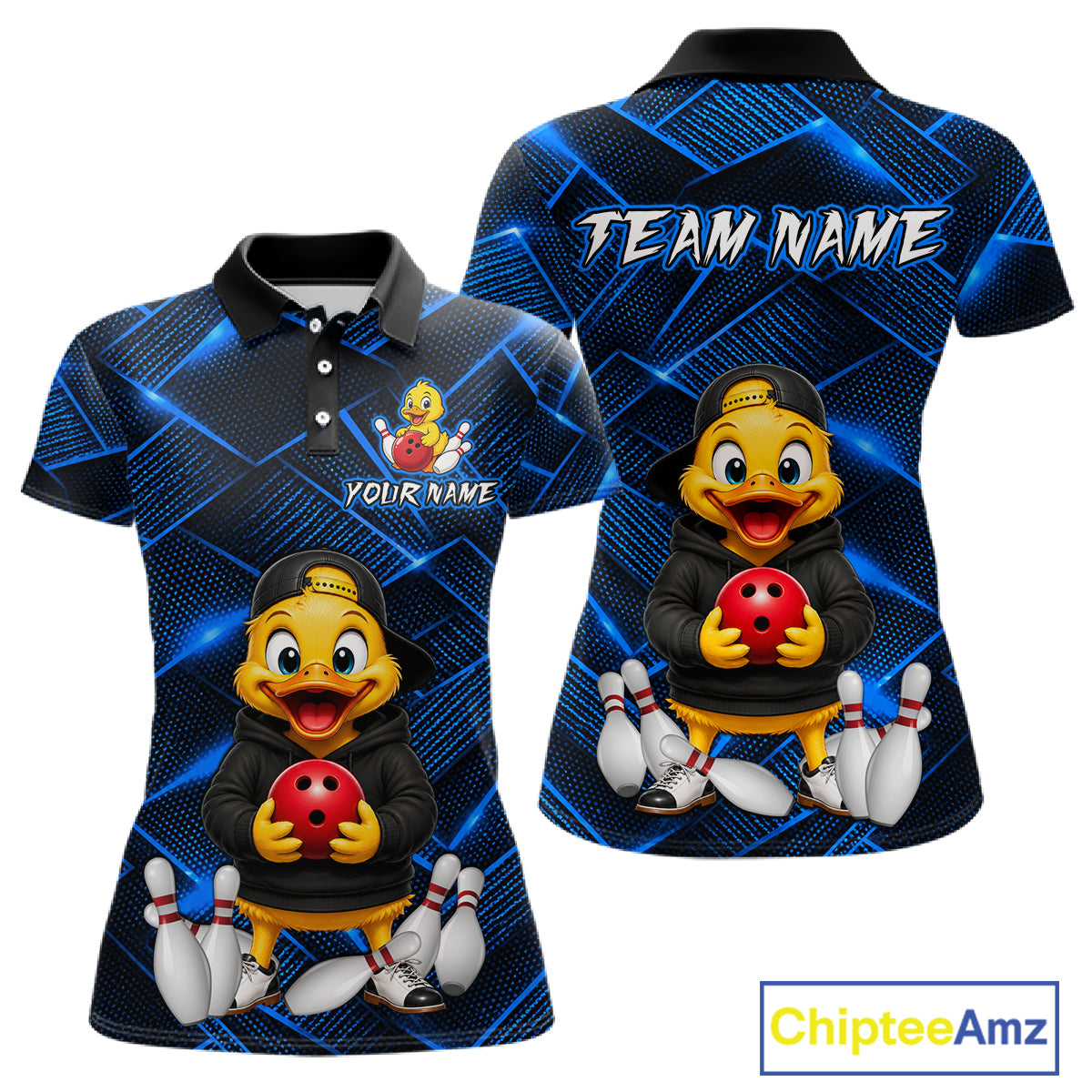 Blue Funny Duck Bowling Team Shirt for Women Custom Bowling Gift Bowler Bowling League HNT532