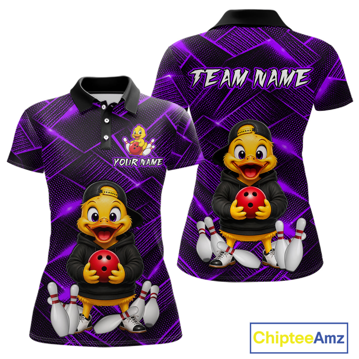 Purple Funny Duck Bowling Team Shirt for Women Custom Bowling Gift Bowler Bowling League HNT532