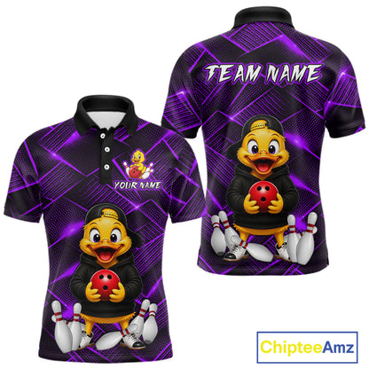 Purple Funny Duck Bowling Team Shirt for Men Custom Bowling Gift Bowler Bowling League HNT532
