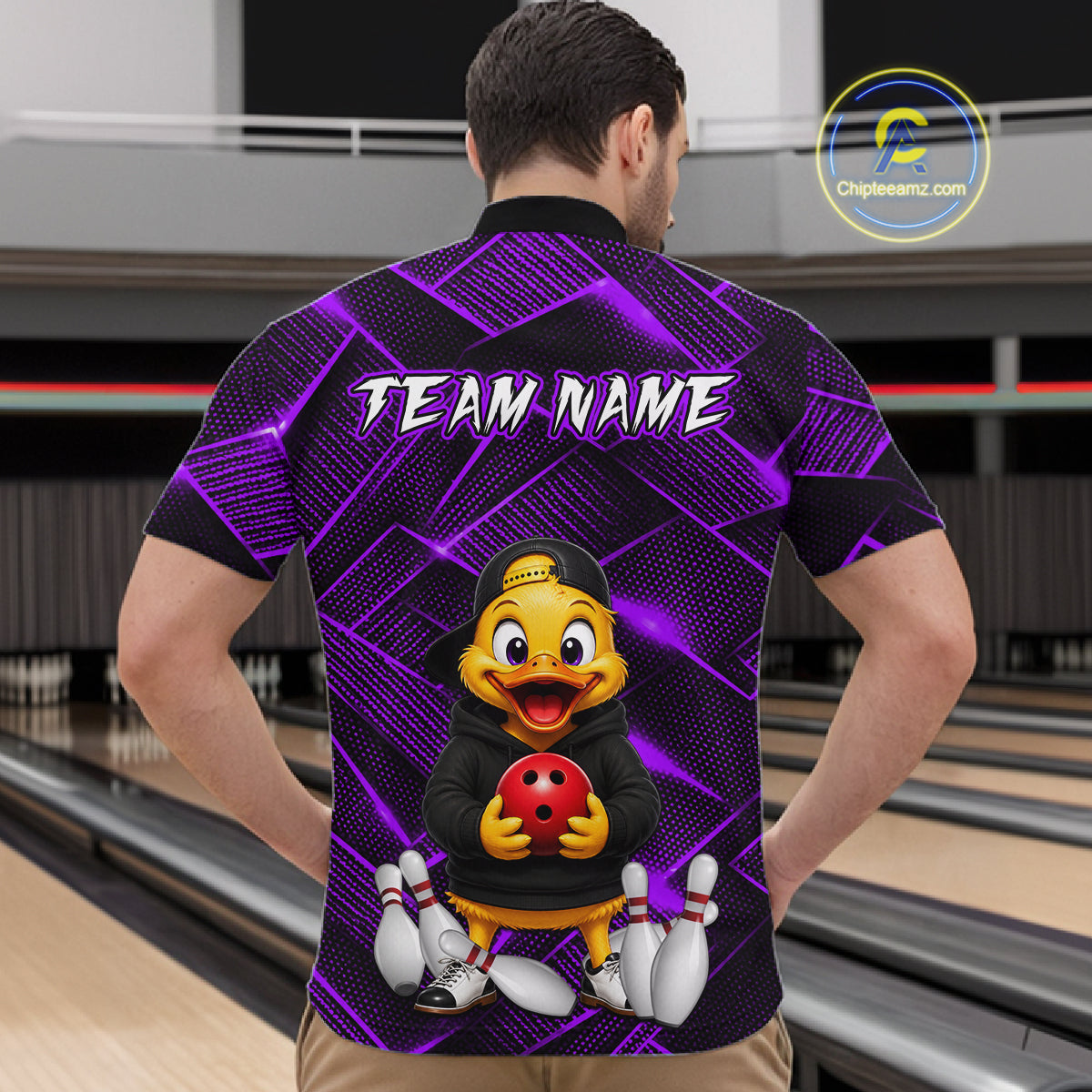 Purple Funny Duck Bowling Team Shirt for Men Custom Bowling Gift Bowler Bowling League HNT532