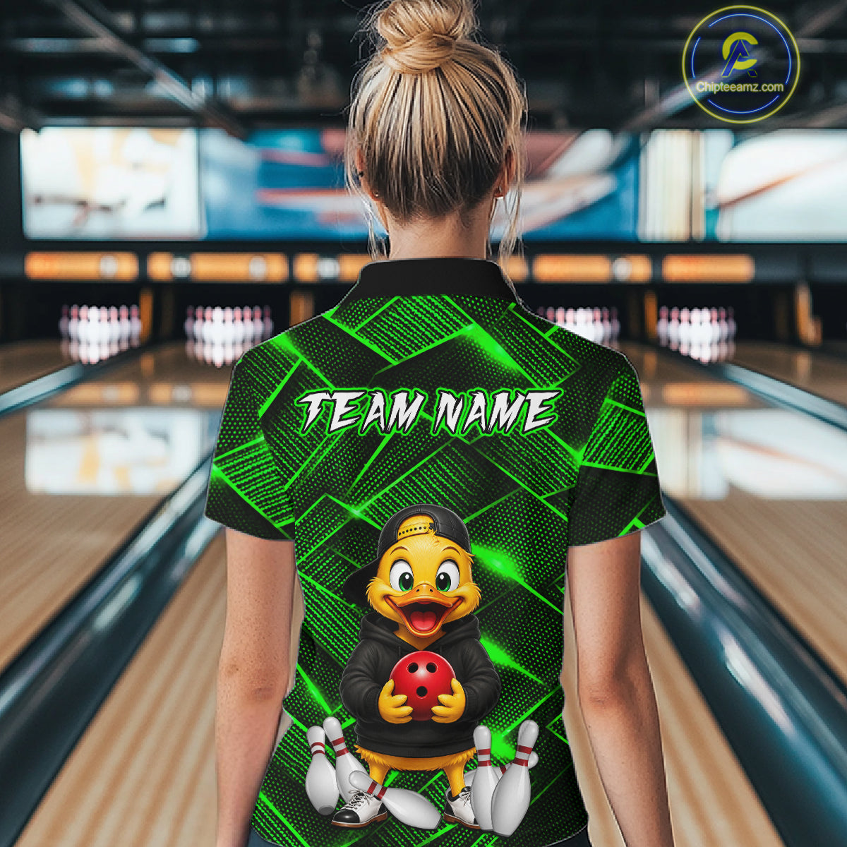 Green Funny Duck Bowling Team Shirt for Women Custom Bowling Gift Bowler Bowling League HNT532