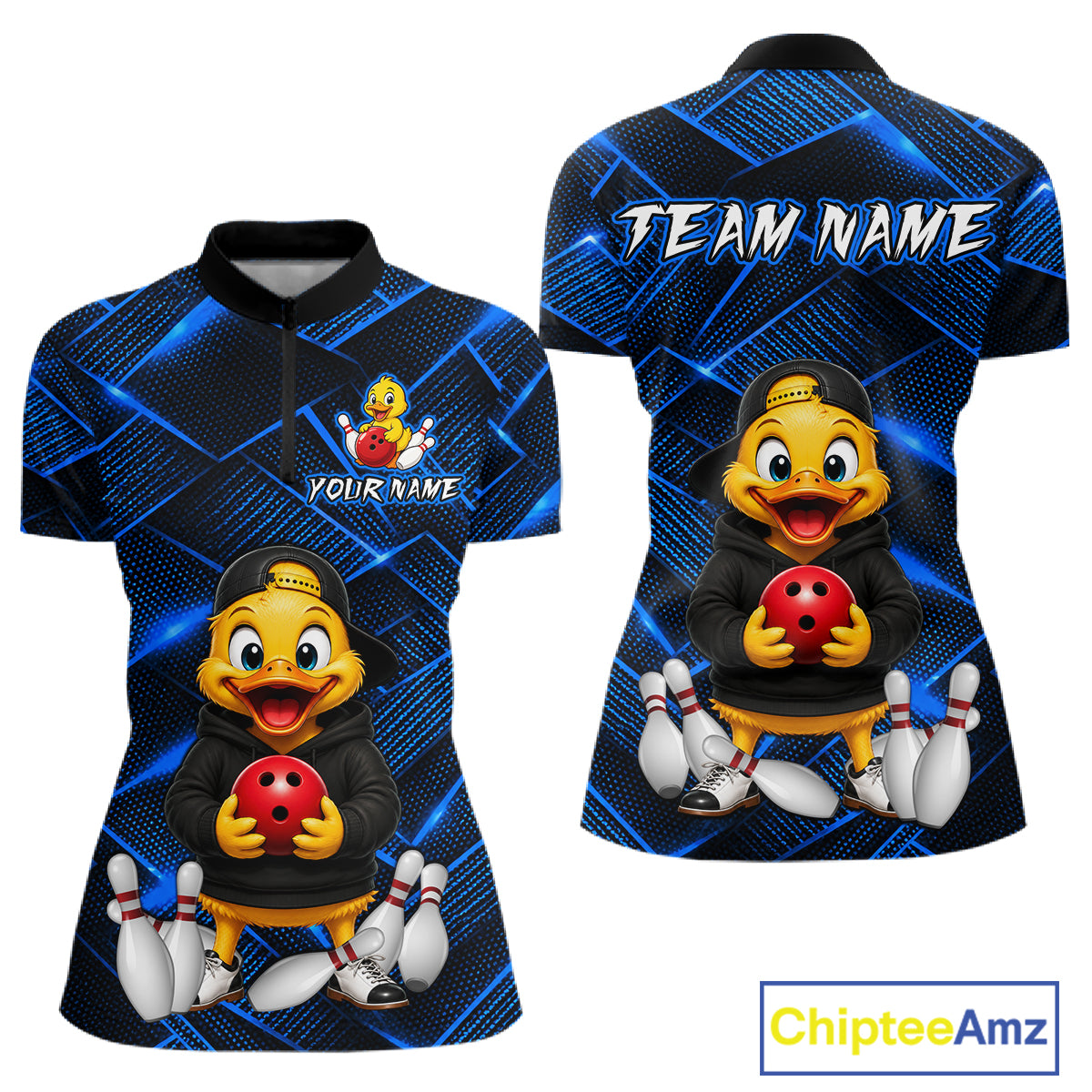 Blue Funny Duck Bowling Team Shirt for Women Custom Bowling Gift Bowler Bowling League HNT532