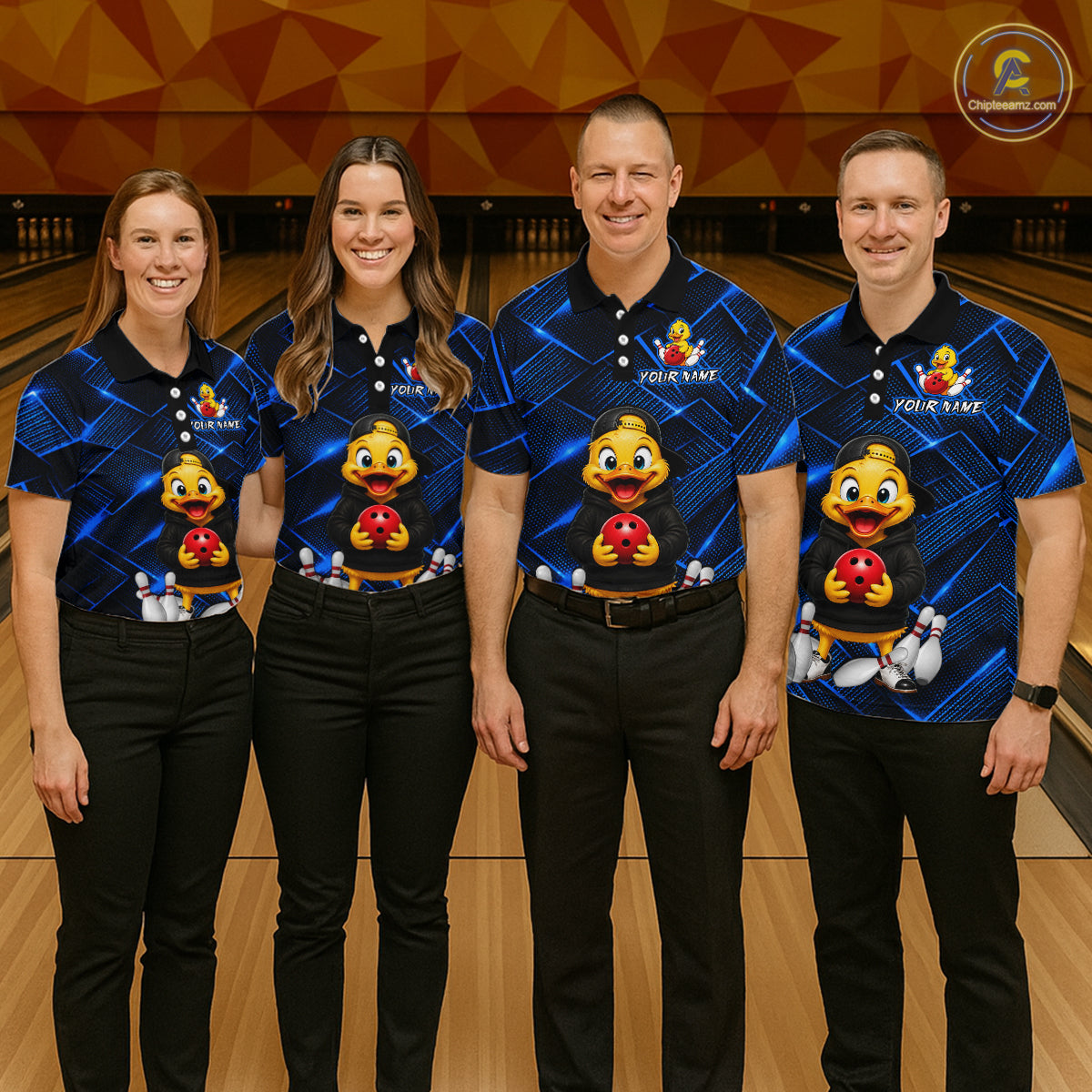 Blue Funny Duck Bowling Team Shirt for Men Custom Bowling Gift Bowler Bowling League HNT532