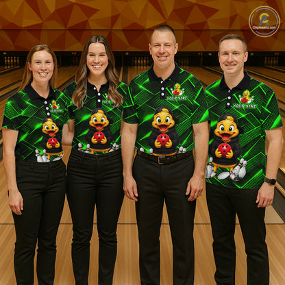 Green Funny Duck Bowling Team Shirt for Men Custom Bowling Gift Bowler Bowling League HNT532
