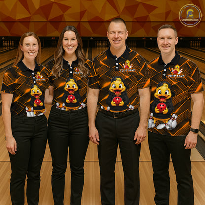 Orange Funny Duck Bowling Team Shirt for Men Custom Bowling Gift Bowler Bowling League HNT532