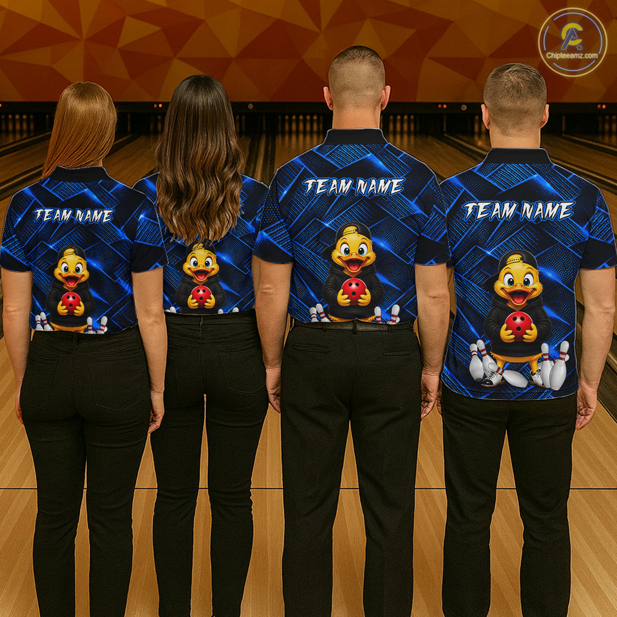 Blue Funny Duck Bowling Team Shirt for Men Custom Bowling Gift Bowler Bowling League HNT532