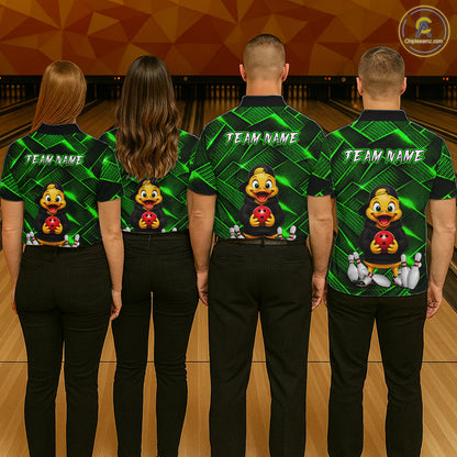 Green Funny Duck Bowling Team Shirt for Men Custom Bowling Gift Bowler Bowling League HNT532