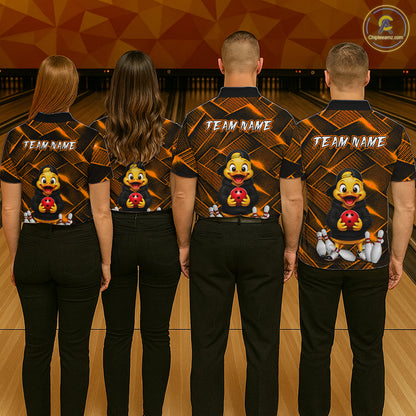 Orange Funny Duck Bowling Team Shirt for Men Custom Bowling Gift Bowler Bowling League HNT532
