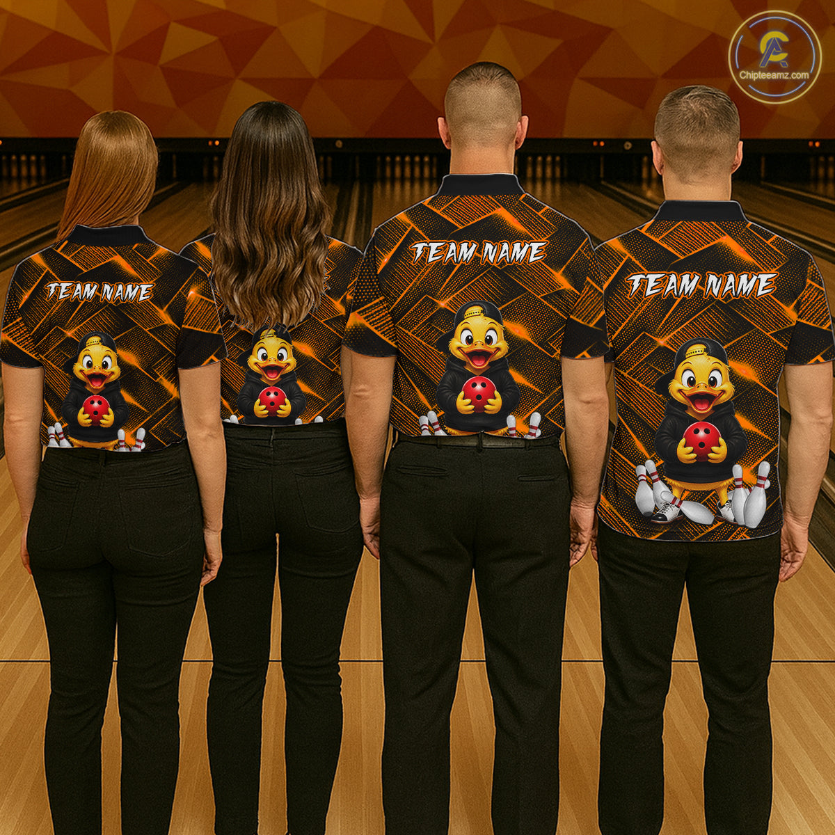 Orange Funny Duck Bowling Team Shirt for Women Custom Bowling Gift Bowler Bowling League HNT532