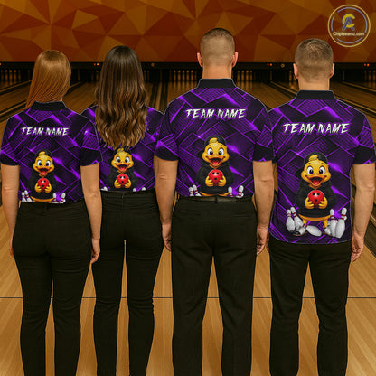 Purple Funny Duck Bowling Team Shirt for Men Custom Bowling Gift Bowler Bowling League HNT532