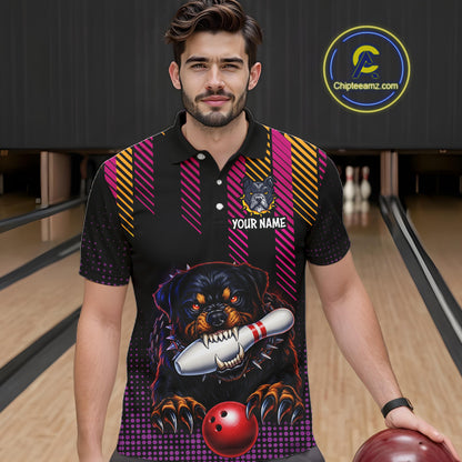 Custom Funny French Bulldog Bowling Jersey for Men Bowling Team Shirts Polo & 1/4 Zip HNT185