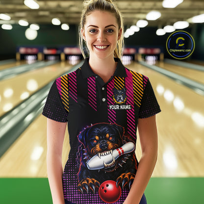 Custom Funny French Bulldog Bowling Jersey for Women Bowling Team Shirts Polo & 1/4 Zip HNT185