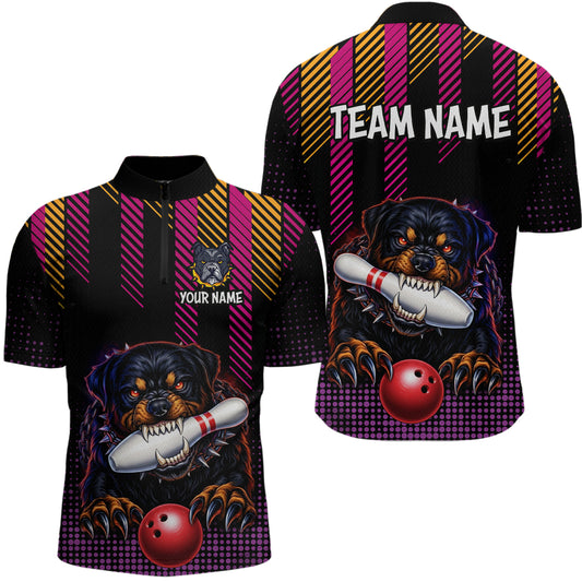 Custom Funny French Bulldog Bowling Jersey for Men Bowling Team Shirts Polo & 1/4 Zip HNT185