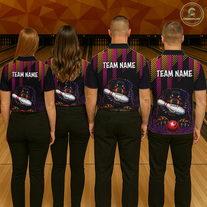 Custom Funny French Bulldog Bowling Jersey for Women Bowling Team Shirts Polo & 1/4 Zip HNT185