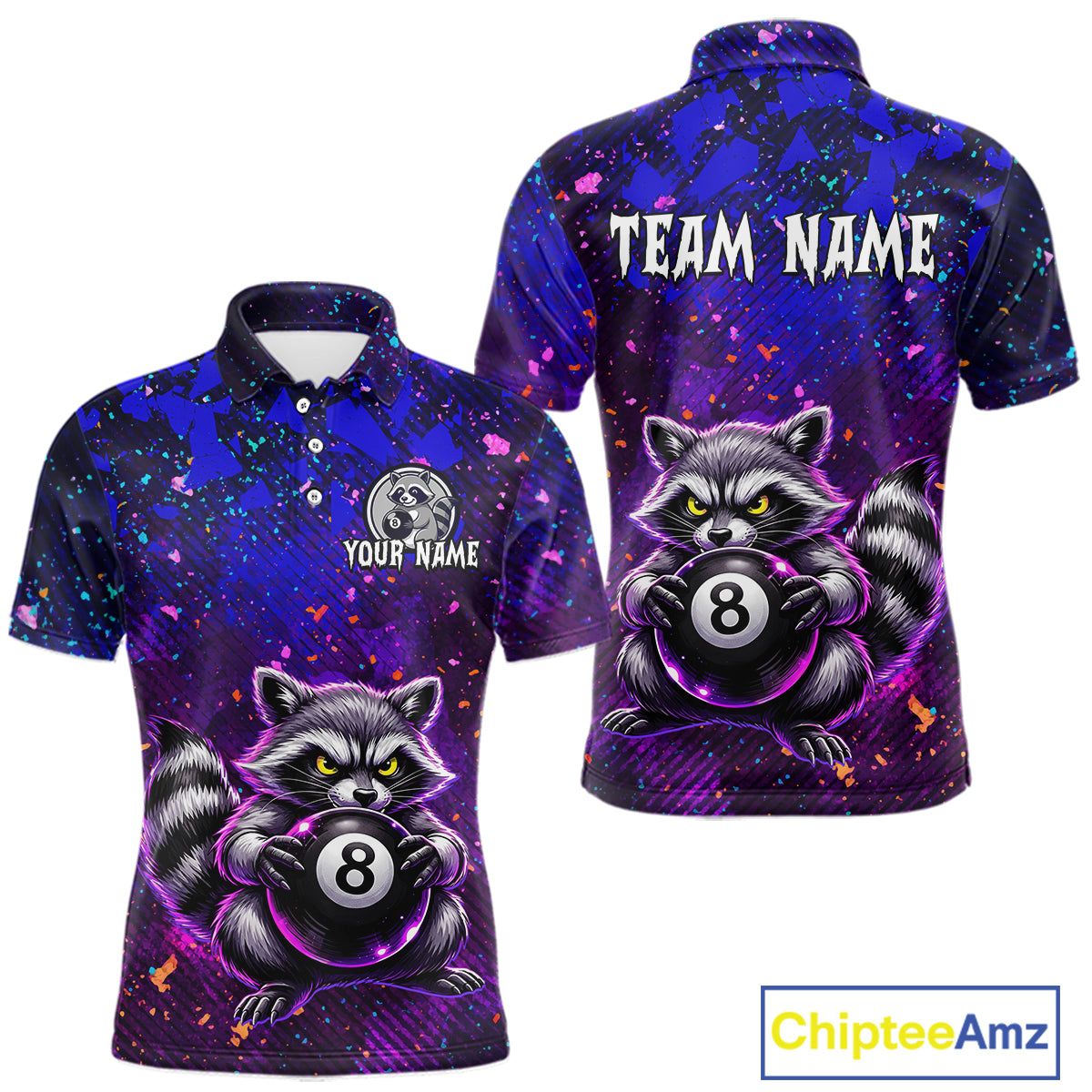 Personalized Funny Raccoon 8 Ball Pool Men Billiard Polo & 1/4 Zip, Billiard Shirt, Billiard Team Jerseys NNT145