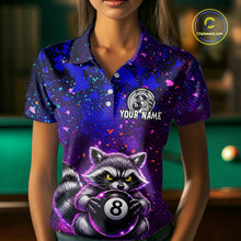 Load image into Gallery viewer, Personalized Funny Raccoon 8 Ball Pool Women Billiard Polo &amp; 1/4 Zip, Billiard Shirt, Billiard Team Jerseys NNT145