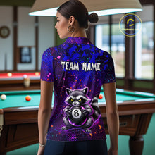 Load image into Gallery viewer, Personalized Funny Raccoon 8 Ball Pool Women Billiard Polo &amp; 1/4 Zip, Billiard Shirt, Billiard Team Jerseys NNT145