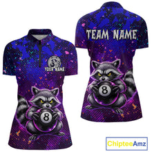 Load image into Gallery viewer, Personalized Funny Raccoon 8 Ball Pool Women Billiard Polo &amp; 1/4 Zip, Billiard Shirt, Billiard Team Jerseys NNT145