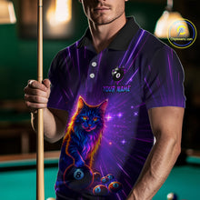 Load image into Gallery viewer, Personalized Funny Neon Cat 8 Ball Pool Men Billiard Polo &amp; 1/4 Zip, Billiard Shirt, Billiard Team Jerseys NNT143