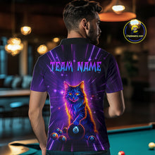 Load image into Gallery viewer, Personalized Funny Neon Cat 8 Ball Pool Men Billiard Polo &amp; 1/4 Zip, Billiard Shirt, Billiard Team Jerseys NNT143