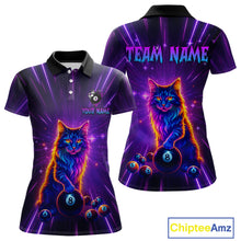 Load image into Gallery viewer, Personalized Funny Neon Cat 8 Ball Pool Women Billiard Polo &amp; 1/4 Zip, Billiard Shirt, Billiard Team Jerseys NNT143
