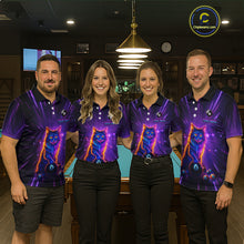 Load image into Gallery viewer, Personalized Funny Neon Cat 8 Ball Pool Men Billiard Polo &amp; 1/4 Zip, Billiard Shirt, Billiard Team Jerseys NNT143