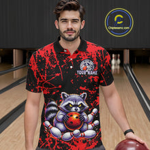 Load image into Gallery viewer, Custom Red Raccoon Bowling Jersey for Men Bowling Uniform Polo &amp; 1/4 Zip Bowling Team Shirts HNT224