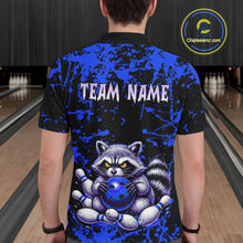 Load image into Gallery viewer, Custom Blue Raccoon Bowling Jersey for Men Bowling Uniform Polo &amp; 1/4 Zip Bowling Team Shirts HNT224
