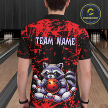 Load image into Gallery viewer, Custom Red Raccoon Bowling Jersey for Men Bowling Uniform Polo &amp; 1/4 Zip Bowling Team Shirts HNT224