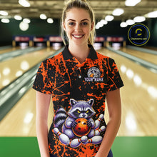 Load image into Gallery viewer, Custom Orange Raccoon Bowling Jersey for Women Bowling Uniform Polo &amp; 1/4 Zip Bowling Team Shirts HNT224