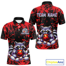 Load image into Gallery viewer, Custom Red Raccoon Bowling Jersey for Men Bowling Uniform Polo &amp; 1/4 Zip Bowling Team Shirts HNT224
