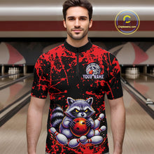 Load image into Gallery viewer, Custom Red Raccoon Bowling Jersey for Men Bowling Uniform Polo &amp; 1/4 Zip Bowling Team Shirts HNT224