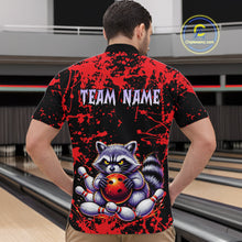 Load image into Gallery viewer, Custom Red Raccoon Bowling Jersey for Men Bowling Uniform Polo &amp; 1/4 Zip Bowling Team Shirts HNT224