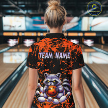 Load image into Gallery viewer, Custom Orange Raccoon Bowling Jersey for Women Bowling Uniform Polo &amp; 1/4 Zip Bowling Team Shirts HNT224