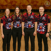 Load image into Gallery viewer, Custom Red Raccoon Bowling Jersey for Men Bowling Uniform Polo &amp; 1/4 Zip Bowling Team Shirts HNT224