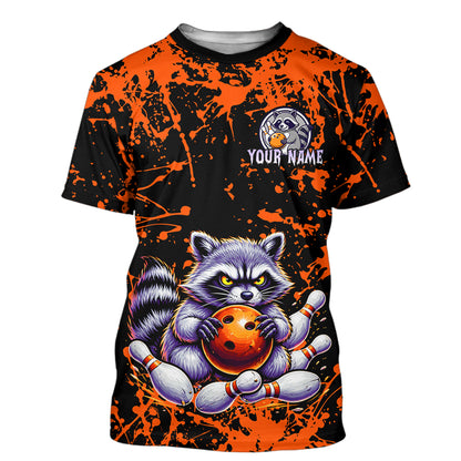 Custom Orange Raccoon Bowling Jersey for Men Women Bowling Uniform Bowling Team Shirts HNT224