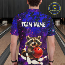 Load image into Gallery viewer, Custom Funny Raccoon Bowling Jersey for Men Bowling Uniform Polo &amp; 1/4 Zip Bowling Team Shirts HNT229