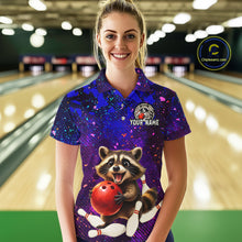 Load image into Gallery viewer, Custom Funny Raccoon Bowling Jersey for Women Bowling Uniform Polo &amp; 1/4 Zip Bowling Team Shirts HNT229