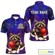 Load image into Gallery viewer, Custom Funny Raccoon Bowling Jersey for Men Bowling Uniform Polo &amp; 1/4 Zip Bowling Team Shirts HNT229