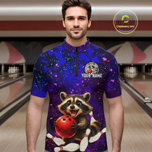 Load image into Gallery viewer, Custom Funny Raccoon Bowling Jersey for Men Bowling Uniform Polo &amp; 1/4 Zip Bowling Team Shirts HNT229