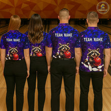 Load image into Gallery viewer, Custom Funny Raccoon Bowling Jersey for Men Bowling Uniform Polo &amp; 1/4 Zip Bowling Team Shirts HNT229