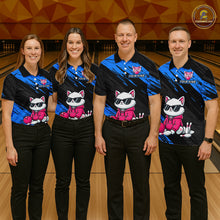Load image into Gallery viewer, Custom Funny Blue Cat Bowling Jersey for Women Bowling Team Shirts Bowling Polo &amp; 1/4 Zip HNT257